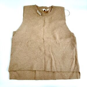 Cyrus Womens Oatmeal Heather Ribbed Knit Sweater Vest High-Low Hem C922437 NWT S